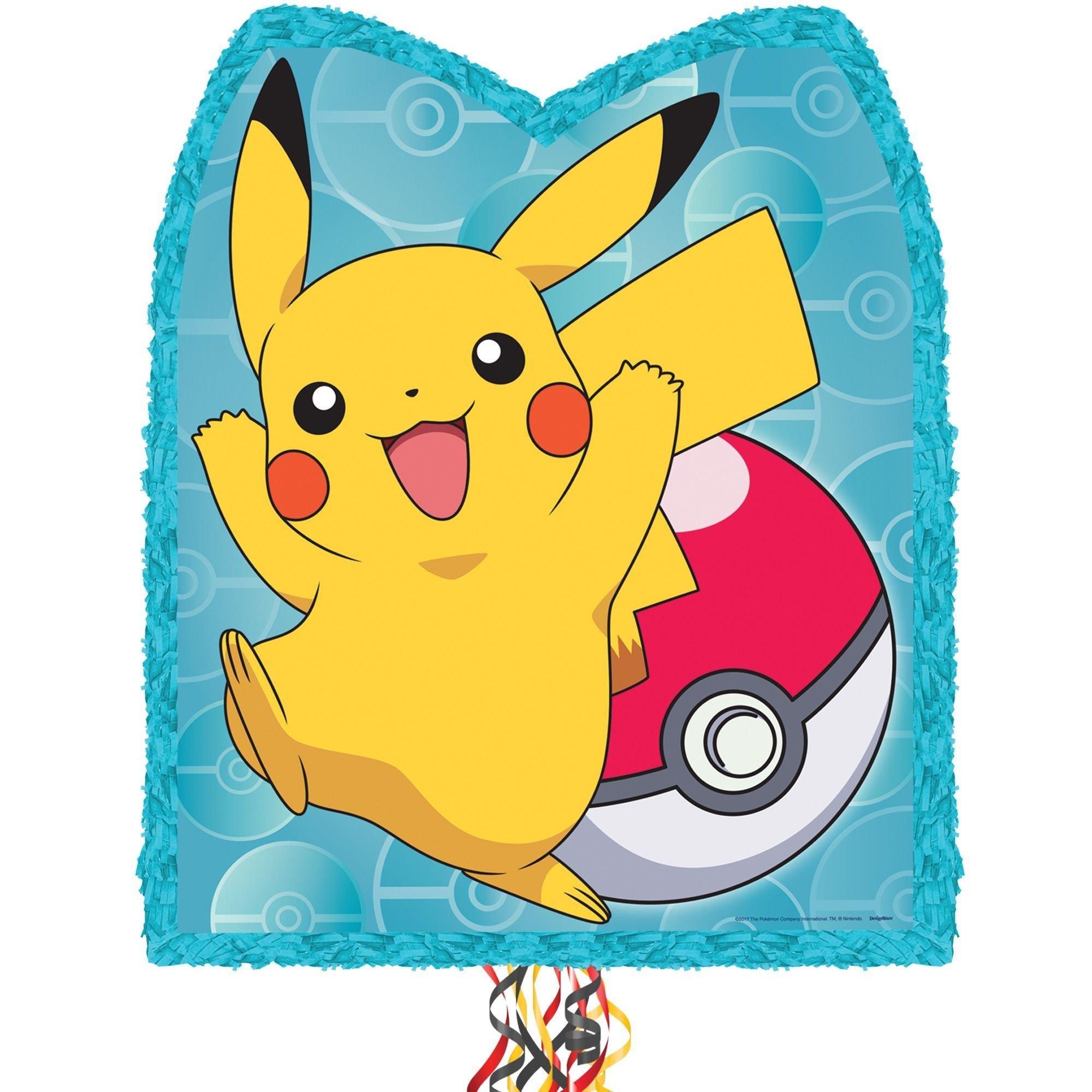 Pokémon Classic Birthday Party Supplies Pack for 8 Guests - Kit Includes Plates, Napkins, Table Cover, Banner Decoration, Lanterns, Centerpiece, Favors with Bags & Pinata